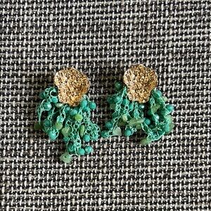 Gold and Green Statement Earrings